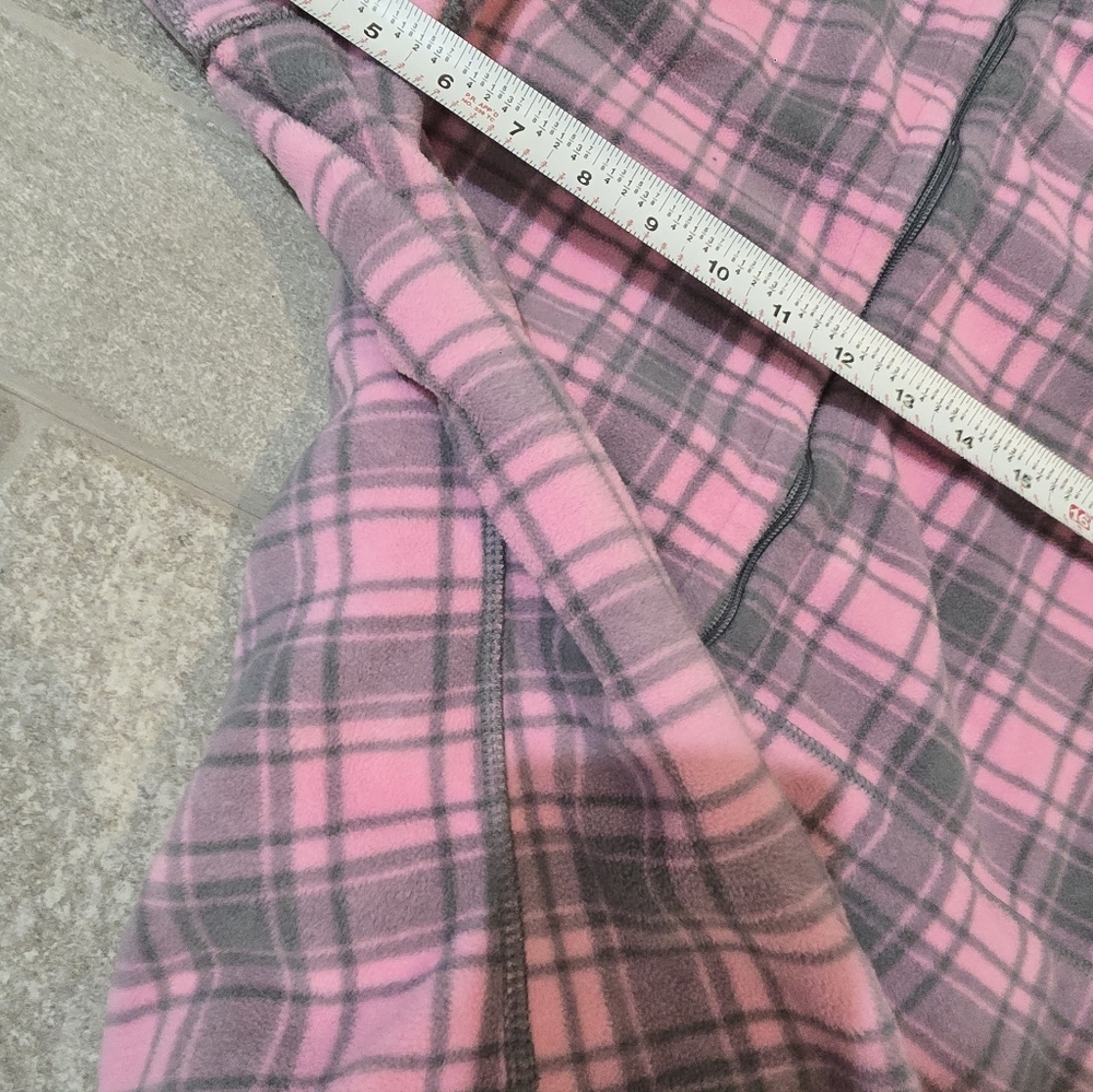 Plaid Pink and Gray Women's Jacket Fleece Warm Soft Mock Neck L XL - Picture 7 of 9
